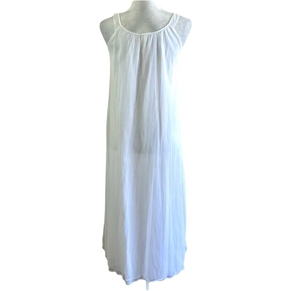 Vintage 70s Unbranded White Flowy Maxi Chiffon Sleep Gown Robe 2pc Set - Picture 5 of 10